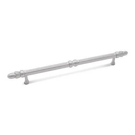 RK International [CP-861-P] Solid Brass Cabinet Pull Handle - Lined Rod w/ Petal Ends - Oversized - Satin Nickel Finish - 8" C/C - 10 3/4" L