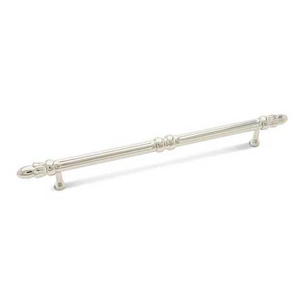 RK International [CP-861-PN] Solid Brass Cabinet Pull Handle - Lined Rod w/ Petal Ends - Oversized - Polished Nickel Finish - 8" C/C - 10 3/4" L