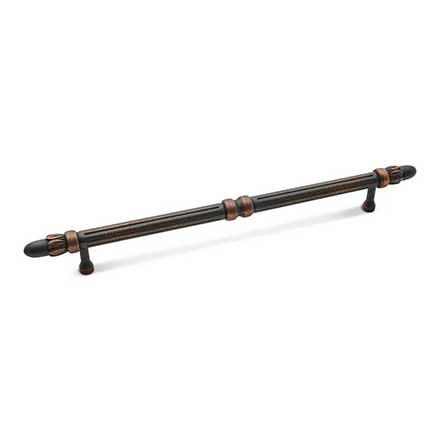 RK International [CP-861-VB] Solid Brass Cabinet Pull Handle - Lined Rod w/ Petal Ends - Oversized - Valencia Bronze Finish - 8" C/C - 10 3/4" L