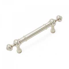 RK International [CP-815-PN] Solid Brass Cabinet Pull Handle - Plain w/ Decorative Ends - Standard Size - Polished Nickel Finish - 3&quot; C/C - 4 5/8&quot; L