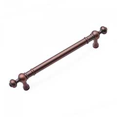 RK International [CP-816-DC] Solid Brass Cabinet Pull Handle - Plain w/ Decorative Ends - Oversized - Distressed Copper Finish - 5&quot; C/C - 6 5/8&quot; L