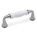 RK International [CP-11-PW] Solid Brass Cabinet Pull Handle - White Porcelain Middle - Standard Size - Satin Nickel Finish - 3" C/C - 3 5/8" L