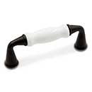 RK International [CP-11-RBW] Solid Brass Cabinet Pull Handle - White Porcelain Middle - Standard Size - Oil Rubbed Bronze Finish - 3" C/C - 3 5/8" L