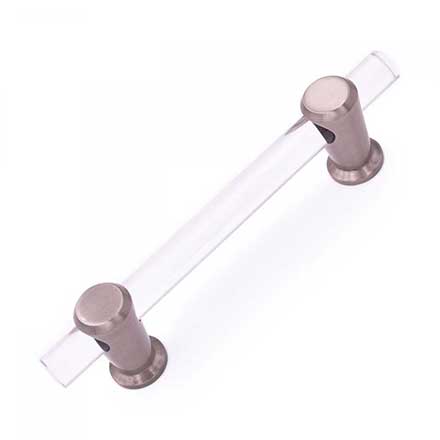 RK International [CP-470-P] Lucite Cabinet Pull Handle - Radiance Series - Standard Size - Clear - Satin Nickel Finish - 4" C/C - 6" L