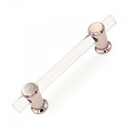 RK International [CP-470-PN] Lucite Cabinet Pull Handle - Radiance Series - Standard Size - Clear - Polished Nickel Finish - 4" C/C - 6" L