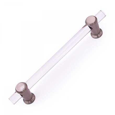 RK International [CP-471-P] Lucite Cabinet Pull Handle - Radiance Series - Oversized - Clear - Satin Nickel Finish - 6" C/C - 8" L