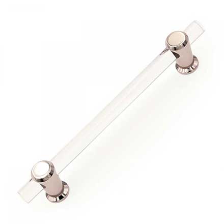 RK International [CP-471-PN] Lucite Cabinet Pull Handle - Radiance Series - Oversized - Clear - Polished Nickel Finish - 6&quot; C/C - 8&quot; L