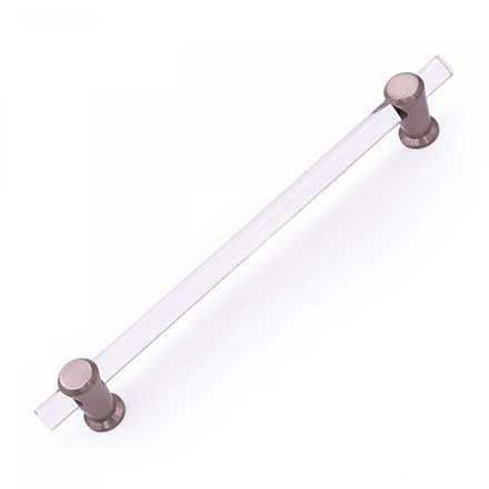 RK International [CP-472-P] Lucite Cabinet Pull Handle - Radiance Series - Oversized - Clear - Satin Nickel Finish - 8" C/C - 10" L