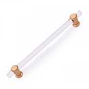 RK International [CP-472-SB] Lucite Cabinet Pull Handle - Radiance Series - Oversized - Clear - Satin Brass Finish - 8&quot; C/C - 10&quot; L
