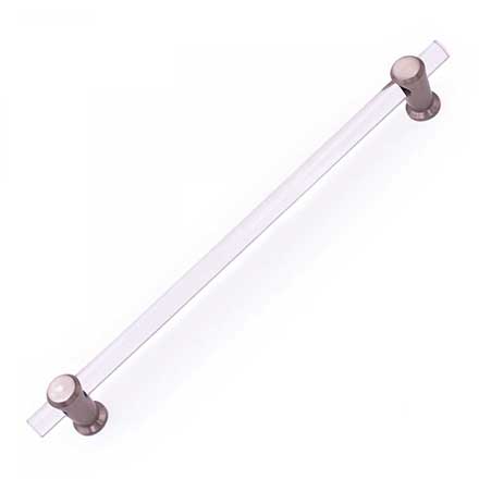 RK International [CP-473-P] Lucite Cabinet Pull Handle - Radiance Series - Oversized - Clear - Satin Nickel Finish - 10&quot; C/C - 12&quot; L