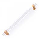 RK International [CP-473-SB] Lucite Cabinet Pull Handle - Radiance Series - Oversized - Clear - Satin Brass Finish - 10&quot; C/C - 12&quot; L