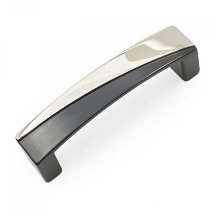 RK International [CP-671-PNB] Solid Brass Cabinet Pull Handle - Trumbull Series - Standard Size - Polished Nickel w/ Black Finish - 96mm C/C - 4 1/4" L