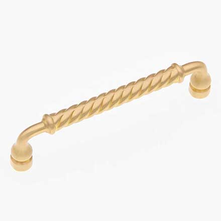 RK International [CP-801-SB] Solid Brass Cabinet Pull Handle - Twisted - Oversized - Satin Brass Finish - 5&quot; C/C - 5 1/2&quot; L