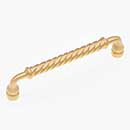 RK International [CP-801-SB] Solid Brass Cabinet Pull Handle - Twisted - Oversized - Satin Brass Finish - 5" C/C - 5 1/2" L