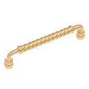RK International [CP-801-SB] Solid Brass Cabinet Pull Handle - Twisted - Oversized - Satin Brass Finish - 5&quot; C/C - 5 1/2&quot; L