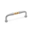 RK International [CP-04-TBP] Solid Brass Cabinet Pull Handle - Decorative Curved - Standard Size - Satin Nickel & Polished Brass Finish - 3" C/C - 3 3/8" L