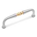 RK International [CP-05-TBP] Solid Brass Cabinet Pull Handle - Decorative Curved - Standard Size - Satin Nickel & Polished Brass Finish - 3 1/2" C/C - 3 7/8" L