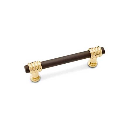 RK International [CP-36-BRB] Solid Brass Cabinet Pull Handle - Small Two Tone Swirl - Oil Rubbed Bronze &amp; Polished Brass Finish - 3" C/C - 3 15/16" L