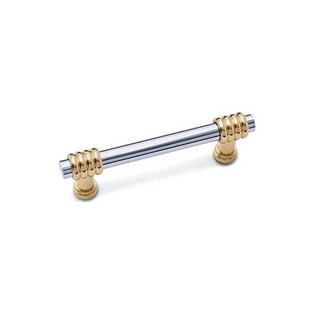 RK International [CP-36-CB] Solid Brass Cabinet Pull Handle - Small Two Tone Swirl - Standard Size - Polished Chrome &amp; Polished Brass Finish - 3" C/C - 3 15/16" L