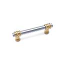 RK International [CP-36-CB] Solid Brass Cabinet Pull Handle - Small Two Tone Swirl - Standard Size - Polished Chrome & Polished Brass Finish - 3" C/C - 3 15/16" L