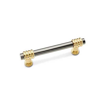 RK International [CP-36-NB] Solid Brass Cabinet Pull Handle - Small Two Tone Swirl - Standard Size - Black Nickel &amp; Polished Brass Finish - 3" C/C - 3 15/16" L