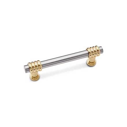 RK International [CP-36-PWB] Solid Brass Cabinet Pull Handle - Small Two Tone Swirl - Standard Size - Satin Nickel &amp; Polished Brass Finish - 3" C/C - 3 15/16" L