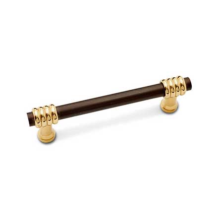 RK International [CP-37-BRB] Solid Brass Cabinet Pull Handle - Large Two Tone Swirl - Standard Size - Oil Rubbed Bronze &amp; Polished Brass Finish - 3 1/2" C/C - 4 1/2" L