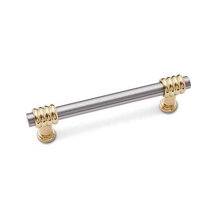 RK International [CP-37-PWB] Solid Brass Cabinet Pull Handle - Large Two Tone Swirl - Standard Size - Satin Nickel &amp; Polished Brass Finish - 3 1/2" C/C - 4 1/2" L