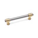 RK International [CP-37-PWB] Solid Brass Cabinet Pull Handle - Large Two Tone Swirl - Standard Size - Satin Nickel & Polished Brass Finish - 3 1/2" C/C - 4 1/2" L