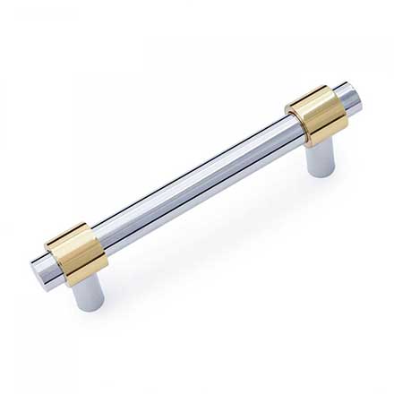 RK International [CP-53] Solid Brass Cabinet Pull Handle - Small Plain Rod - Standard Size - Polished Chrome &amp; Polished Brass Finish - 3" C/C - 4" L