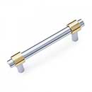 RK International [CP-53] Solid Brass Cabinet Pull Handle - Small Plain Rod - Standard Size - Polished Chrome & Polished Brass Finish - 3" C/C - 4" L