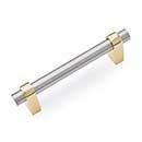 RK International [CP-54] Solid Brass Cabinet Pull Handle - Small Plain Rod - Standard Size - Satin Nickel & Polished Brass Finish - 3" C/C - 4" L