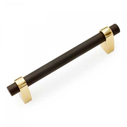 RK International [CP-55-BRB] Solid Brass Cabinet Pull Handle - Large Plain Rod - Standard Size - Oil Rubbed Bronze &amp; Polished Brass Finish - 3 1/2" C/C - 4 1/2" L