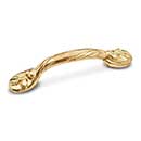 RK International [CP-404] Solid Brass Cabinet Pull Handle - Wavy - Standard Size - Polished Brass Finish - 3" C/C - 4 3/4" L