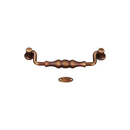 RK International [CP-3704-AE] Solid Brass Cabinet Bail Pull - Beaded Middle - Oversized - Antique English Finish - 5&quot; C/C - 5 11/16&quot; L