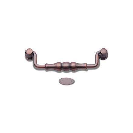 RK International [CP-3704-DC] Solid Brass Cabinet Bail Pull - Beaded Middle - Oversized - Distressed Copper Finish - 5" C/C - 5 11/16" L