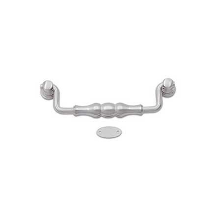 RK International [CP-3704-P] Solid Brass Cabinet Bail Pull - Beaded Middle - Oversized - Satin Nickel Finish - 5&quot; C/C - 5 11/16&quot; L