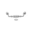 RK International [CP-3704-P] Solid Brass Cabinet Bail Pull - Beaded Middle - Oversized - Satin Nickel Finish - 5&quot; C/C - 5 11/16&quot; L