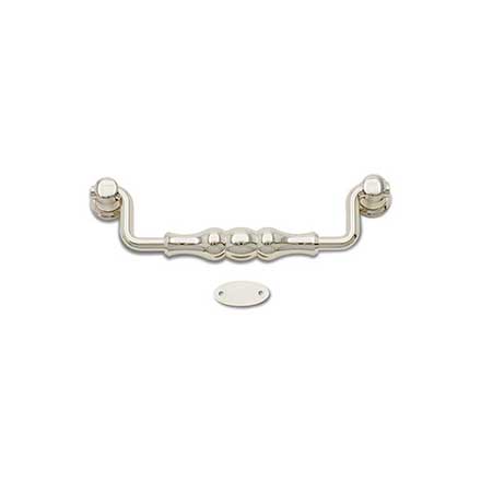 RK International [CP-3704-PN] Solid Brass Cabinet Bail Pull - Beaded Middle - Oversized - Polished Nickel Finish - 5" C/C - 5 11/16" L