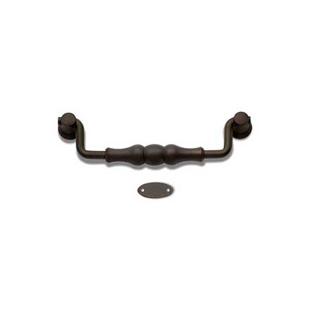 RK International [CP-3704-RB] Solid Brass Cabinet Bail Pull - Beaded Middle - Oversized - Oil Rubbed Bronze Finish - 5&quot; C/C - 5 11/16&quot; L