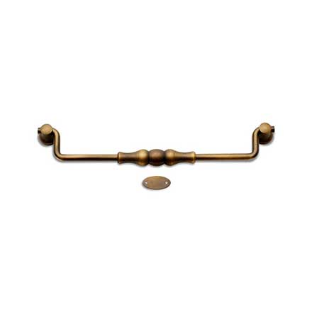 RK International [CP-3705-AE] Solid Brass Cabinet Bail Pull - Beaded Middle - Oversized - Antique English Finish - 8" C/C - 8 3/4" L