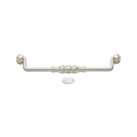 RK International [CP-3705-PN] Solid Brass Cabinet Bail Pull - Beaded Middle - Oversized - Polished Nickel Finish - 8" C/C - 8 3/4" L