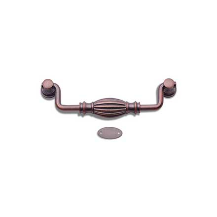 RK International [CP-3721-DC] Solid Brass Cabinet Bail Pull - Indian Drum - Oversized - Distressed Copper Finish - 5&quot; C/C - 5 3/4&quot; L