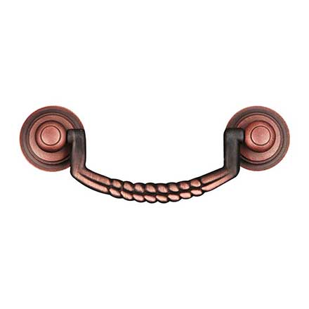 RK International [CP-3708-DC] Solid Brass Cabinet Bail Pull - Split Rope - Standard Size - Distressed Copper Finish - 3" C/C - 3 15/16" L