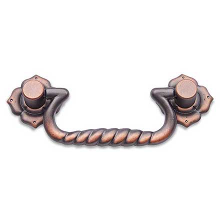 RK International [CP-3709-DC] Solid Brass Cabinet Bail Pull - Rope w/ Clover Rosettes - Standard Size - Distressed Copper Finish - 3" C/C - 4 1/4" L