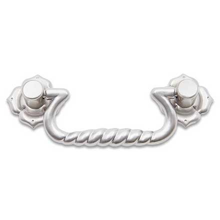 RK International [CP-3709-P] Solid Brass Cabinet Bail Pull - Rope w/ Clover Rosettes - Standard Size - Satin Nickel Finish - 3&quot; C/C - 4 1/4&quot; L