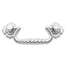 RK International [CP-3709-P] Solid Brass Cabinet Bail Pull - Rope w/ Clover Rosettes - Standard Size - Satin Nickel Finish - 3&quot; C/C - 4 1/4&quot; L