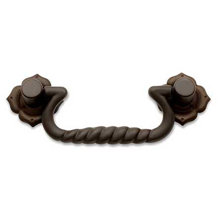 RK International [CP-3709-RB] Solid Brass Cabinet Bail Pull - Rope w/ Clover Rosettes - Standard Size - Oil Rubbed Bronze Finish - 3" C/C - 4 1/4" L