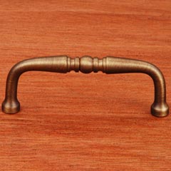 RK International [CP-04-AE] Solid Brass Cabinet Pull Handle - Decorative Curved - Standard Size - Antique English Finish - 3" C/C - 3 3/8" L