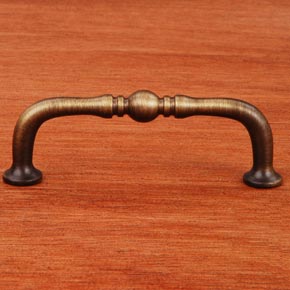 RK International [CP-04-ATAE] Solid Brass Cabinet Pull Handle - Decorative Elongated Colonial - Antique English Finish - 3 3/8" L